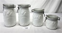 4 pcs. Milk Glass Canning Jar Canister Set