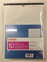 New Staples 10 Pack Quad Letter Size Pads