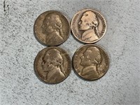 Four 1943S silver nickels