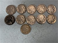 Eleven 1934 Buffalo nickels