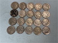 Twenty 1936P Buffalo nickels