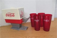 Coca Cola Drink Dispenser & 4 Coke Glasses