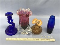Lot with 4, glass vases (k 58)