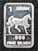 1 gram Silver Ingot - Trotting Horse, .999 Fine