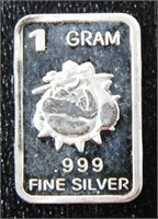 1 gram Silver Ingot - Bulldog, .999 Fine Silver