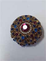 Vtg. Made in Austria Brooch w/ Colorful Stones