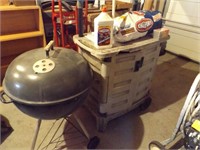 WEBER CHARCOAL GRILL W/ CABINET, CHARCOAL & MORE