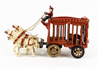 Cast Iron Horse Drawn Circus Wagon w/ Lion Toy