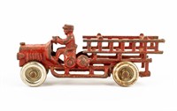 Vintage Cast Iron Ladder Fire Truck Toy