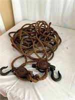 Antique Pullies And Rope.