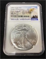 2021 SILVER AMERICAN EAGLE, MS70, TYPE 2 EARLY