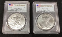 (2) 2021 SILVER AMERICAN EAGLES, MS70, 1st S