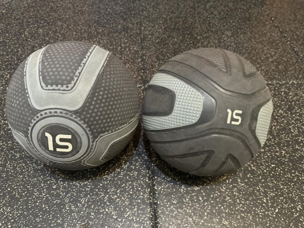 (2) Rubber Weighted 15Lb Therapy Balls