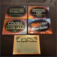 5 x Coors Light & Keystone Trading Cards