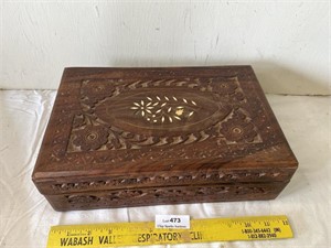 Vintage Inlaid Carved Jewelry Keepsake Box