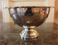 Oneida Silver Plated Punch Bowl, Rose Pattern,