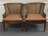(2) MCM Cane Back and padded bottom side chairs,
