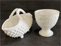 Fenton Milk Glass Hobnail Pinched Bowl & More