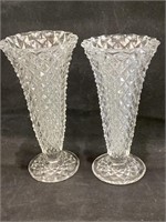 Fostoria American Fluted Vases (2)