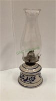 Glazed ceramic oil lantern with globe 13 inches
