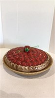 Extra large ceramic cherry pie plate with cover