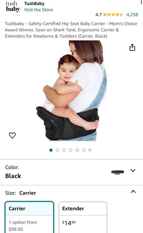 HIP BABY CARRIER (OPEN BOX, NEW)