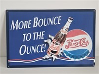 METAL PEPSI SIGN-17 X 12"-MORE BOUNCE TO THE OUNCE