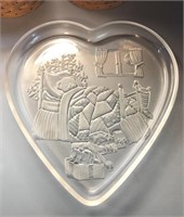 Glass Heart Christmas Cookie Plate