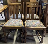 (Q) 4 Vintage Carved Wooden Dining Chairs 35”