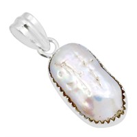 Natural 7.73ct Fancy White Pearl Pendant