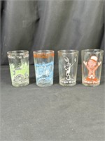 Lot of 4 1970's Looney Tunes and Archie Juice Glas