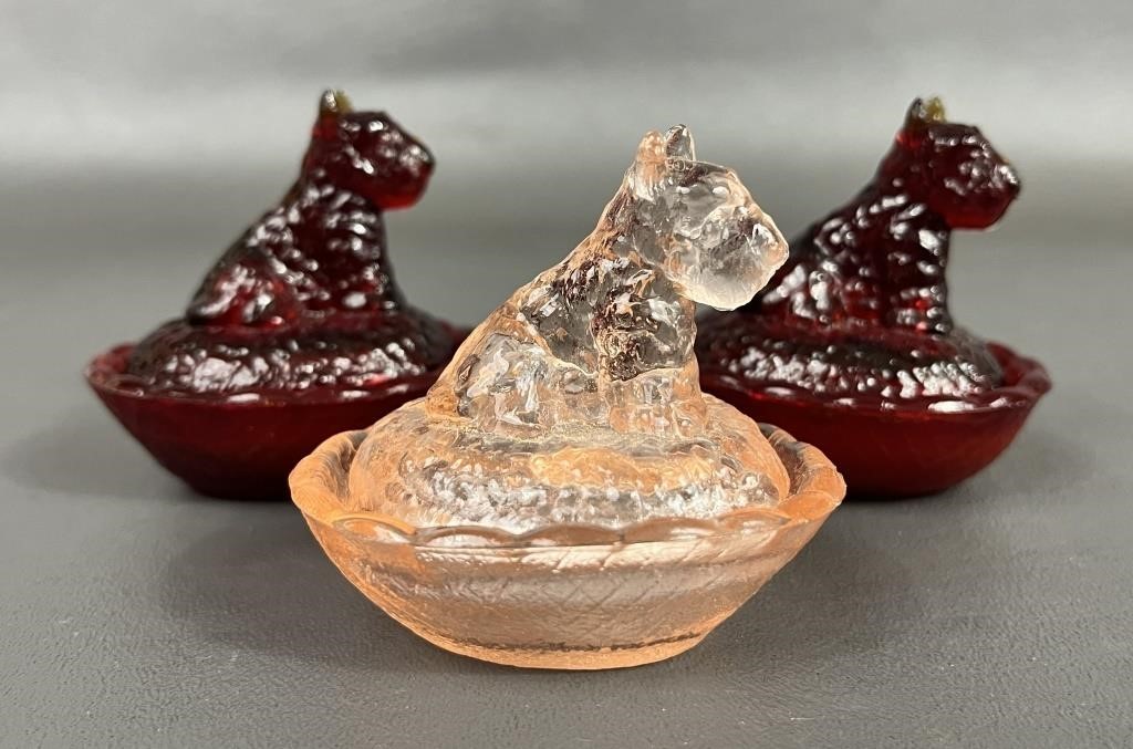 Three Miniature Scottie Dog Nest Salt Cellars