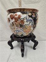 Chinese Porcelain Fish Bowl/Planter w/ Stand