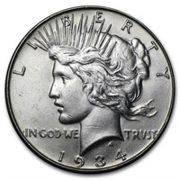 1934 Peace Dollar Bu