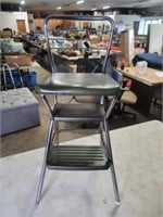 Olive Green Metal Kitchen Step Stool Chair
