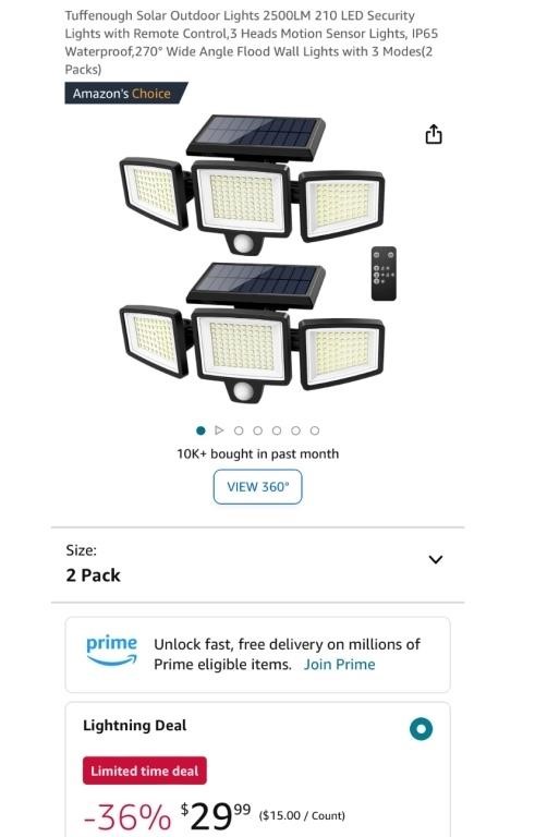 OUTDOOR SOLAR LIGHTS (OPEN BOX, NEW)