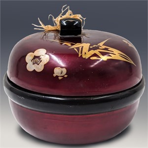 A Fine Vintage Japanese Red Lacquered Lidded Box