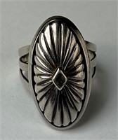 Native American Sterling Silver Ring Signed "RJ"