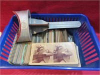 1800's Stereoviewer w 125 Photo Cards Antique 3D