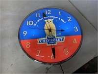 METAL CHEVROLET GLASS FRONT CLOCK