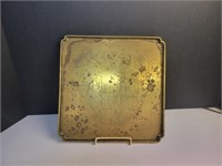 Vintage Chinese brass engraved tray