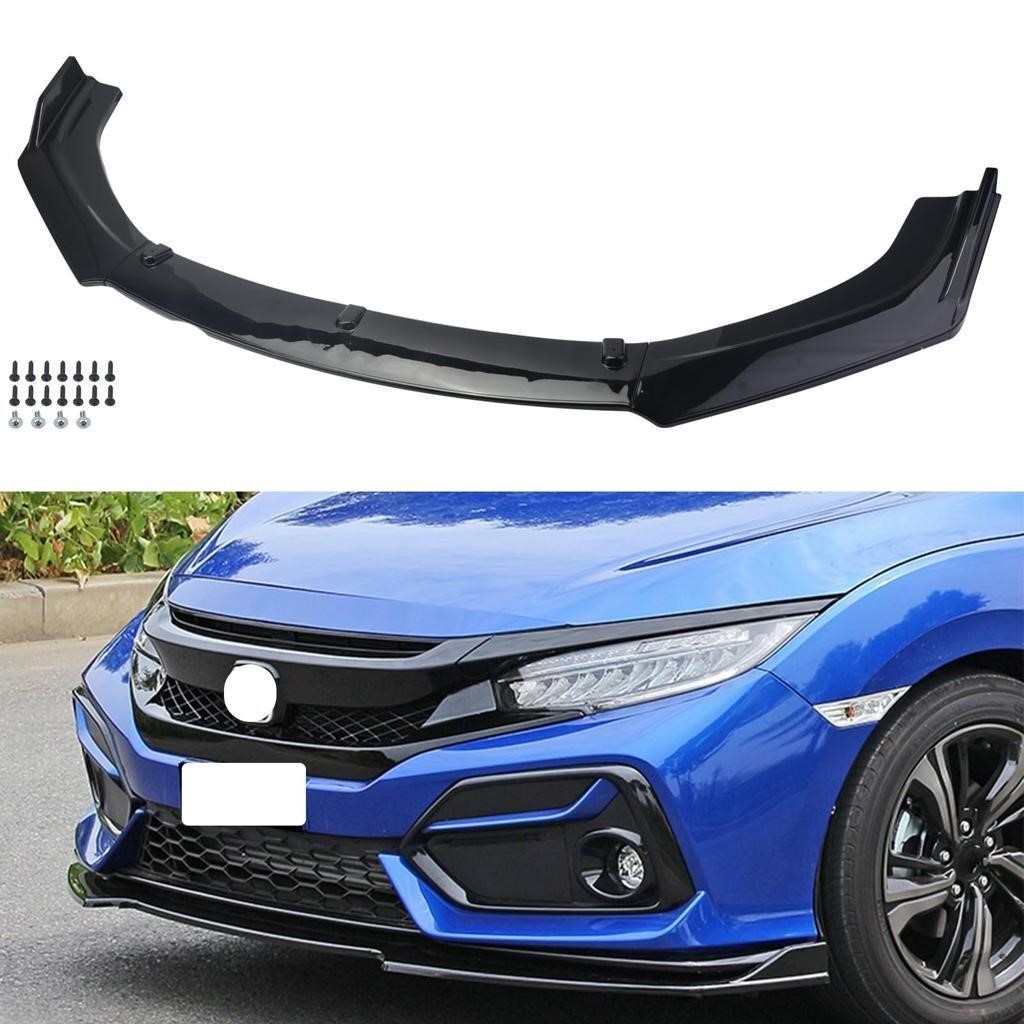 3PCS Glossy Black Car Front Bumper Spoiler Lip