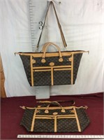 Two Large Faux Louis Vuitton Duffel Bags