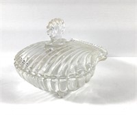 6" Clear Glass SeaShell Lidded Trinket Dish