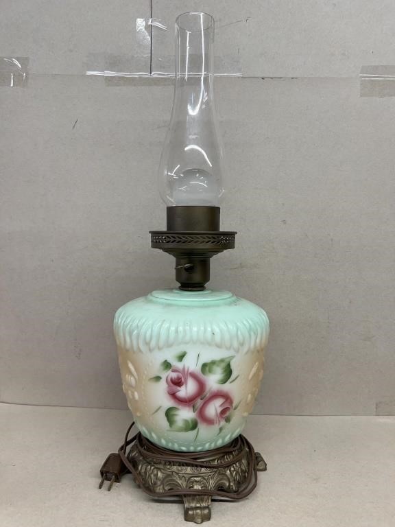 Hand-painted rose table lamp