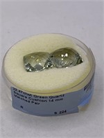 PAIR OF 14MM GREEN QUARTZ CUSHIONS TOTAL WT 22 CTS