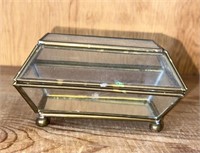 Glass Hinged Lid, Mirrored Bottom (crack?) Trinket