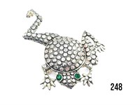 Silver Pebble Frog Brooch