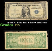 1935E $1 Blue Seal Silver Certificate Grades f+