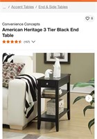3-tier black end table